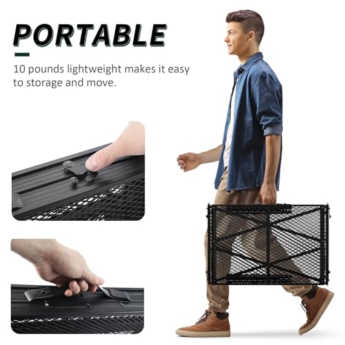 WildFinder Folding Gril Table, 4x2 FT Camping Table with Mesh Desktop,Height Adjustable Folding Grill Table with Mesh Bag,Portable Outdoor for Picnic,Camping,BBQ,Beach(Black) - size: 4x2FT