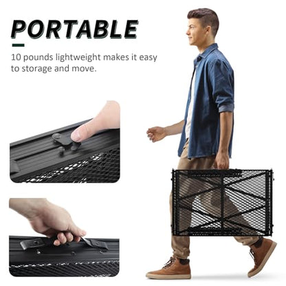 WildFinder Folding Gril Table, 4x2 FT Camping Table with Mesh Desktop,Height Adjustable Folding Grill Table with Mesh Bag,Portable Outdoor for Picnic,Camping,BBQ,Beach(Black) - size: 4x2FT