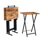 HOOBRO Folding TV Tray Tables, Set of 4 TV Trays with Storage Rack, Industrial Side Table for Eating at Couch, Foldable Snack Table for Small Space, Easy Assembly, Rustic Brown and Black BF50BZ01 - color: Rustic Brown + Black