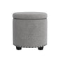 HomePop 18.5" Round Storage Ottoman with Nailheads - Grey Woven - color: Grey Woven