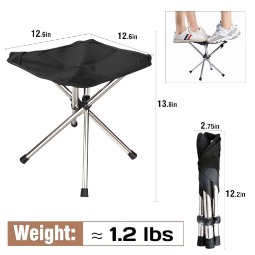 JVZI® Ultra-Light Camping Stool - 1-Second Quick Setup, Adjustable Height & Foldable Design, 260lbs Capacity for Camping, Fishing, Hiking & Outdoor Activities (1)