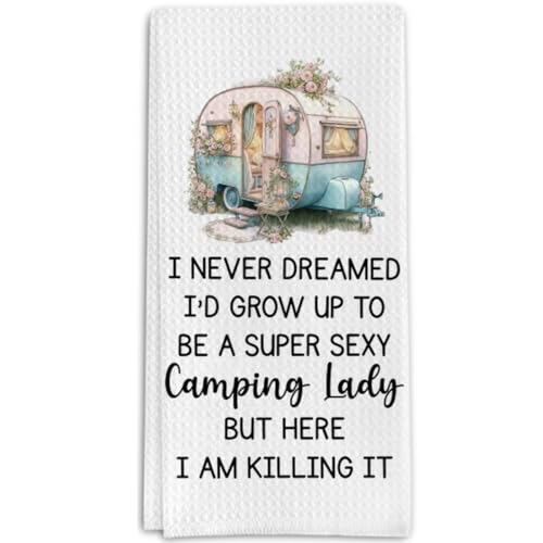 Camping Gifts Kitchen Towels for Camp Lovers, Camping Lady Decorative Towels for Bar Kitchen Bathroom - color: Camping