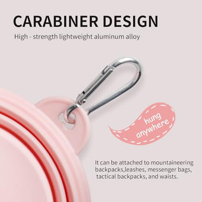 Collapsible Dog Bowls 2-Pack, Portable Travel Dog Bowl with Carabiner, Food-Grade Silicone Pet Bowl for Hiking, Walking(Macaron Pink and Blue) - color: 12 OZ Macaron Pink and Blue