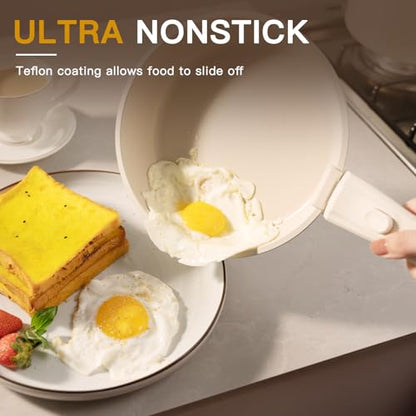 Astercook 21 Pcs Pots and Pans Set Non Stick, Ceramic Cookware Set Detachable Handle, RV Kitchen Cooking Set Removable Handles, Oven Safe, Induction Ready, Stackable, Cream, Fathers Day Gift for Men - color: Cream White, size: 21 Piece