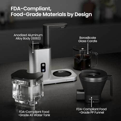 Kismile SCA-Certified 8 Cup Drip Coffee Maker, Pour Over Coffee Machine with 3s Instant Heat 197–205℉, Adjustable Flow Control, Removable Water Tank, Deep Cold Brew & 40 Min Keep Warm (Silver) - color: Silver