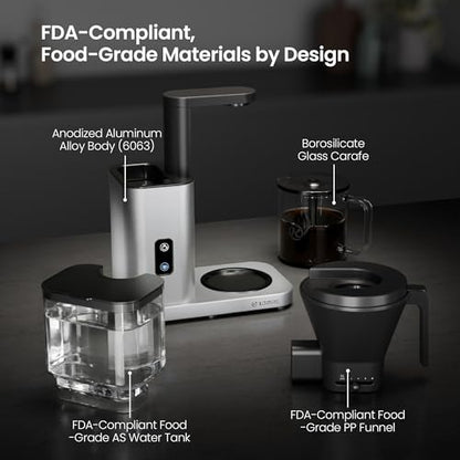 Kismile SCA-Certified 8 Cup Drip Coffee Maker, Pour Over Coffee Machine with 3s Instant Heat 197–205℉, Adjustable Flow Control, Removable Water Tank, Deep Cold Brew & 40 Min Keep Warm (Silver) - color: Silver