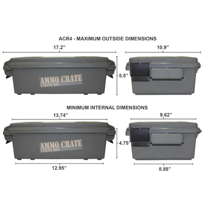 MTM ACR4-18 Ammo Crate Utility Box-Carry up to 65lbs of gear-Stackable design, double padlock for security - Water-resistant O-ring seal - Army Green