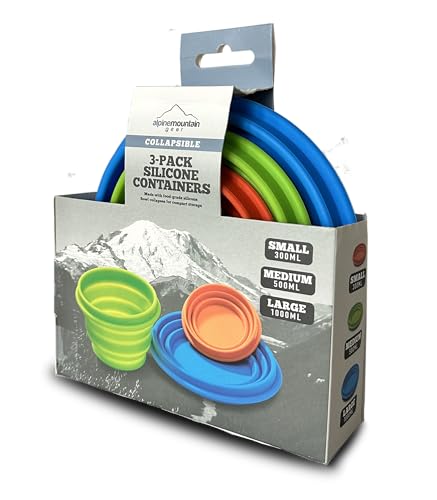 Collapsible Silicone Bowl 3 Pack for Camping and Backpacking (No Lids) - Camping Dishware Gear Essentials in Small/Medium/Large (Made by Caddis Sports) - color: Multicolor