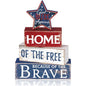 Huquary 4 Pcs 4th of July Decorations Patriotic Memorial Day Table Sign Independence Day Table Wood Decorations Red White Blue Block for Office Tiered Tray Home Shelf 250th Anniversary(Retro Star)