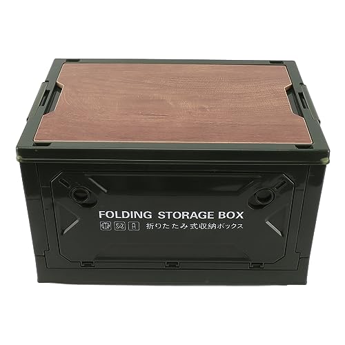 Yoidesu Camping Storage Box with Pulley, 5 Sides Opening, Foldable, for Car Outdoor Use (Green)