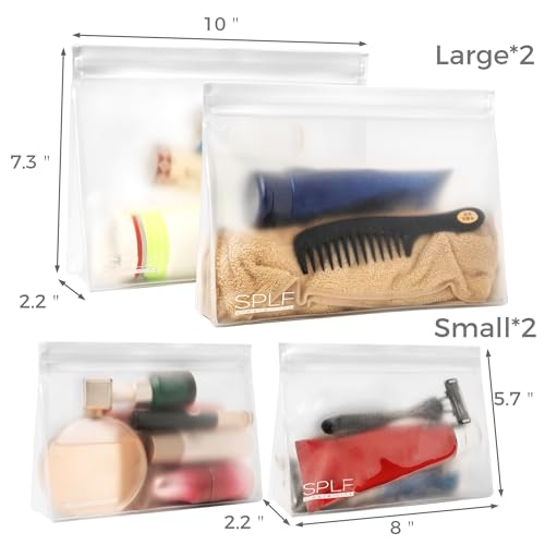 SPLF 4 Pack Leakproof Clear Toiletry bags, TSA Approved Quart Size Zipper Bags, BPA Free Travel Makeup Cosmetic Bags for Women Men, Carry on Airport Airline Compliant Bags - size: 2 Large 2 Medium