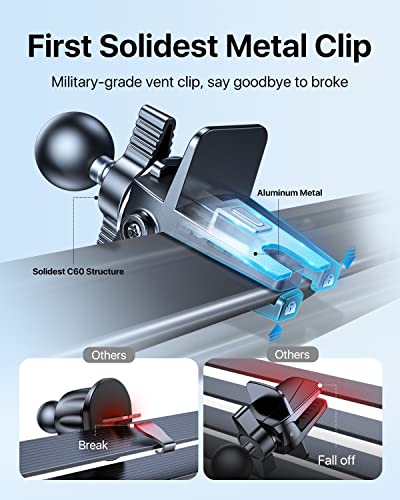 andobil 2026 Upgraded Car Phone Holder Mount, Military-Grade Phone Holders for Your Car Vent Ultra-Stable Metal Clip Universal 360° Cell Phone Car Mount for iPhone 17 Pro Max 16/15/14/13/12/ Samsung - color: Black