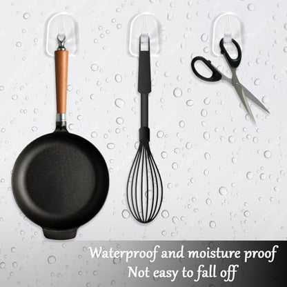 Nogeqi 20 PCS Clear Adhesive Hooks for Hanging, Plastic Small Acrylic Sticky Wall Hooks with Non Marking Sticker for Home Kitchen Bathroom Bedroom Office