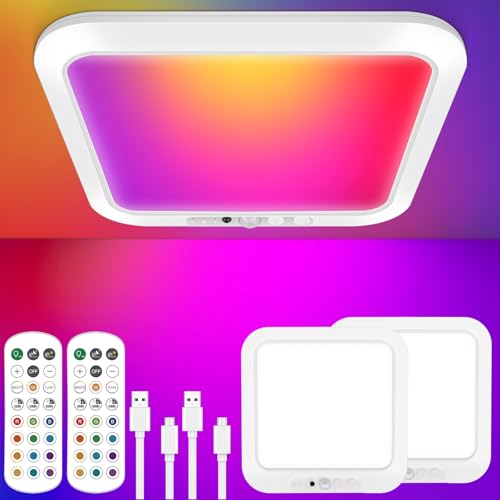 Bairth RGB Rechargeable Motion Sensor Closet Light - 2 Pack - color: RGBW, size: 2 Packs-8000mAh