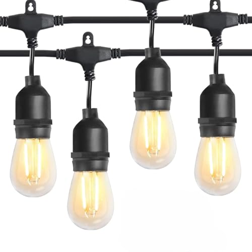 BRIMAX 2W Outdoor String Lights 25FT,Patio Lights Commercial Grade with 8+1 S14 LED Bulbs Shatterproof Waterproof,2700K Warm White E26 Dimmable for Balcony Gazebo Porch Fence Garden Camping - style: 25FT 8 lights