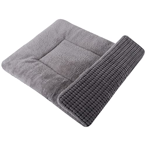 Reversible Dog Bed Mat with Plush and Corn Velvet,Soft Warm Pet Cushion, Dual Purpose Washable Sleeping Mattress Bed for Small Medium Large Dog and Cat XB004 (24"x18", Light Grey) - color: Light Grey, size: 24"x18"
