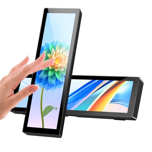 AISHICHEN Mini Monitor for PC, Upgraded 8.8 Inch Small Touchscreen Monitor 1920x480 Stretched Bar Monitor, Sensor Panel Temperature LCD Display, IPS USB Mini Screen for RPi, AIDA64 ARGB Computer Case - size: 8.81