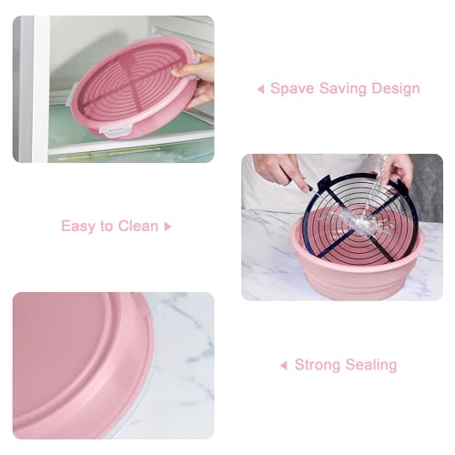 FJNATINH Collapsible Batter Bowl - Mess Free Better Breader Shaker Bowl with Lid Breading Shaker Container - Great for Fried Fish, Fried Chicken, Onion Rings, Wings & More,No Leak,Easy to Store,Pink - color: Pink