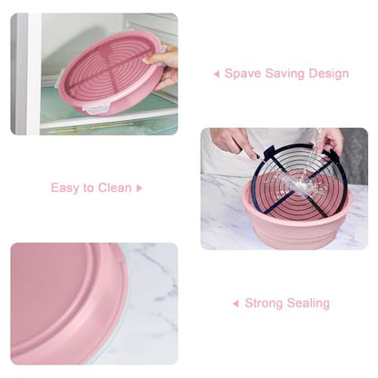 FJNATINH Collapsible Batter Bowl - Mess Free Better Breader Shaker Bowl with Lid Breading Shaker Container - Great for Fried Fish, Fried Chicken, Onion Rings, Wings & More,No Leak,Easy to Store,Pink - color: Pink
