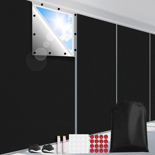 FADOTY Blackout Curtains for Bedroom, Portable 100% Black Out Window Cover Film, Cuttable Blackout Shades Fabric Sheet, No Drill Window Blinds, Sun Heat Light Blocker for Travel Media Dorm, 57'' W - color: Black, size: 57"W x 40"H (Pack of 2)