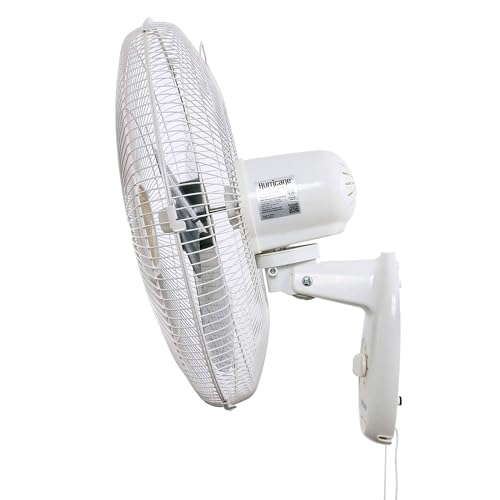 Hurricane 18" Supreme 90-Degree Oscillating Wall Mounted Fan with 3 Quiet Speeds, White - Indoor Air Cooling Unit with Adjustable Tilt and Pull Cords for Bedroom, Garage, Office, and Home - style: 18" Supreme