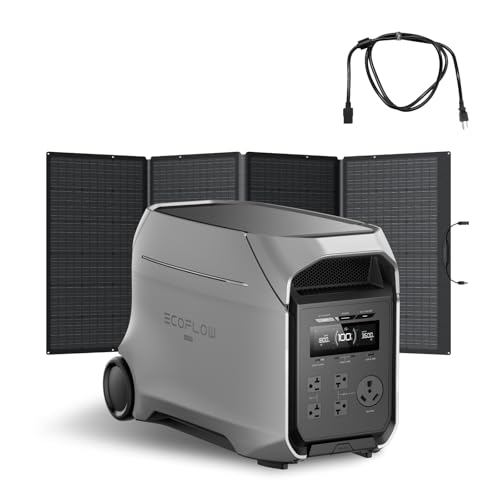 EF ECOFLOW DELTA 3 Ultra Plus Portable Power Station with AC Cable and 400W Solar Panel, 3072Wh LiFePO4 Battery, 3600W (7200W Surge) Output, Expandable to 11kWh, Reliable Home Battery Backup - style: DELTA 3 Ultra Plus+400W+AC Cable