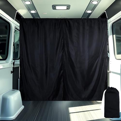Fanfanwin 71 x 63 Van Privacy Curtain in Cab or Rear Light Blocking Cab Divider Curtains Campervan Kit for Van RV Truck for Travel Nap Camping - color: Black, size: 71" X 63"