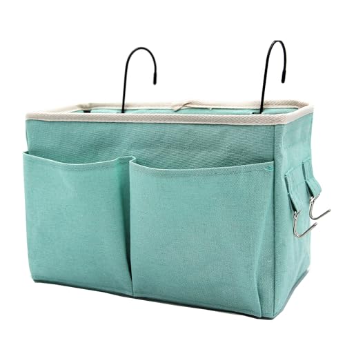 Bedside Caddy Bedside Hanging Storage Basket Multi-Function Organizer Caddy for Bunk and Hospital Beds Dorm Rooms Bed Rails, Can be Placed Glasses Books Mobile Phones(Green) - color: Green
