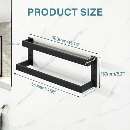 Alise Double Towel Bar, 16" Towel Racks for Bathroom Wall Mounted, SUS304 Stainless Steel Bathroom Towel Holder, Modern Quick Drying Towel Hanger, Matte Black - color: Matte Black, size: 16-inch