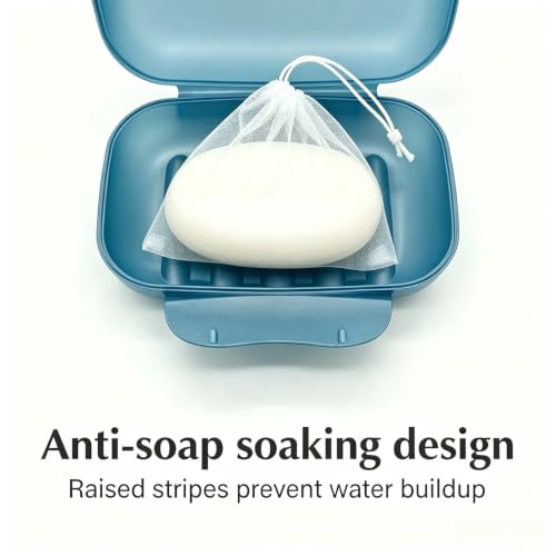 Soap Holder Container, Vonpri Portable Bar Soap Saver Scrubber Case for Bathroom and Kitchen (Dark Blue) - color: Dark Blue