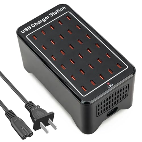 USB C Charger Station 150W, 30 Port USB Charger Block USB Charging Hub, Multiport USB C Charger Desktop Charger Compatible with iPhone 16/15/14/13/12/11, iPad, Tablets, Samsung GalaxyS23 S22,Phone - color: Black 1