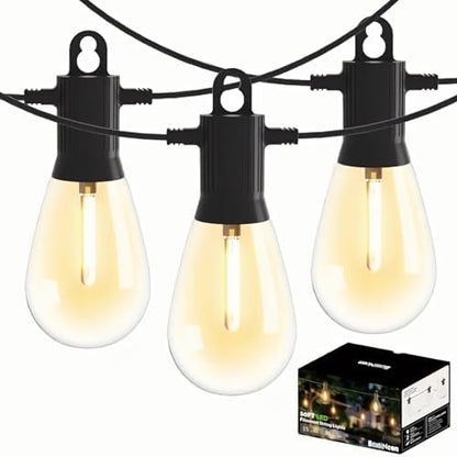 Outdoor String Lights 50FT, Commercial Grade Patio Lights with 16 (15+1) S14 Shatterproof Dimmable Bulbs for Bistros Backyard Porch Party, IP65 Waterproof 2700K Warm White (dimmers not included) - color: 50FT-16Bulb