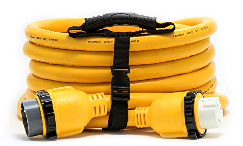 Camco PowerGrip 25-Foot Marine/Boat Extension Cord with 30M/30F Locking Adapter | Allows for Easy Boat Connection to Distant Power Outlets (55611) - size: 25', style: 30M Locking/30F Locking