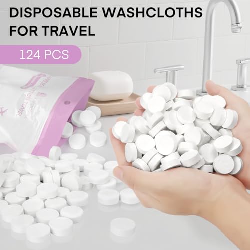 Classycoo Compressed Towel 120 PCS with 2 Carrying Cases,Disposable Mini Tablets Portable Face Towel Cotton Coin Tissue for Travel, Camping, Hiking, Sport, Home Hand Wipes, Outdoor Activities(Purple) - size: 1 Count (Pack of 120), style: Large (Purple)