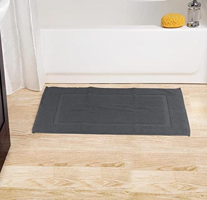 Utopia Towels Cotton Banded Rug, Bath Mats, Not a Bathroom Rug, 21 by 34 Inches, 100% Ring Spun Cotton, Highly Absorbent Shower Bathroom Floor Mat, Grey, 2 Pack - color: Grey