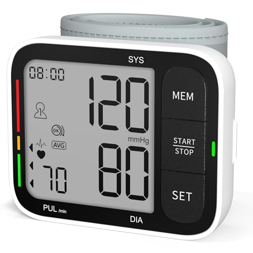 FDA-Cleared Blood Pressure Cuff Wrist, Universal Bp Cuff(5.3-8.4in) Large LCD Display 2 Users Total 240 Memories, 2 AAA Batteries & Carrying Case Included(FSA&HSA Eligible)