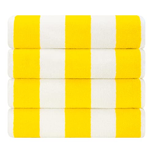 Cotton Paradise, Cabana Stripe Beach Towels 4 Packed, 30x60 inches Extra Large Pool Towels, Soft Absorbent Quick Dry, Yellow - color: Yellow