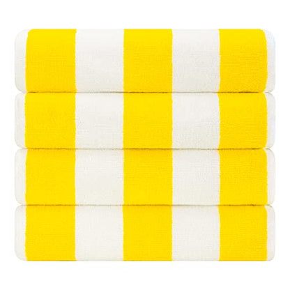 Cotton Paradise, Cabana Stripe Beach Towels 4 Packed, 30x60 inches Extra Large Pool Towels, Soft Absorbent Quick Dry, Yellow - color: Yellow