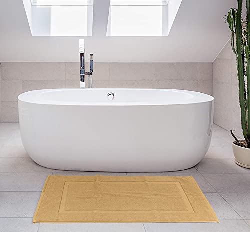 Utopia Towels Cotton Banded Rug, Bath Mats, Not a Bathroom Rug, 21 by 34 Inches, 100% Ring Spun Cotton, Highly Absorbent Shower Bathroom Floor Mat, Champagne, 2 Pack - color: Champagne