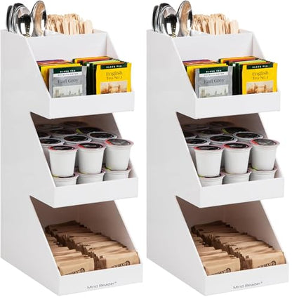 Mind Reader Coffee Tea Utensil and Condiment Station, Countertop Organizer, Coffee Bar, Kitchen, 6" L x 9" W x 16" H, White (Pack of 2) - size: 3 Tier (Pack of 2)