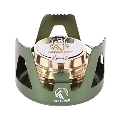 REDCAMP Mini Alcohol Stove for Backpacking, Lightweight Brass Spirit Burner with Aluminium Stand for Camping Hiking, Green - color: Green