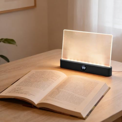 Book Light, Rechargeable Clear LED Flat Reading Light with 3 Colors & Timer, Dimmable Panel Plate Lamp Book Full Page Light for Reading in Bed at Night, for Women Readers Kids Book Lovers (Black) - color: Black