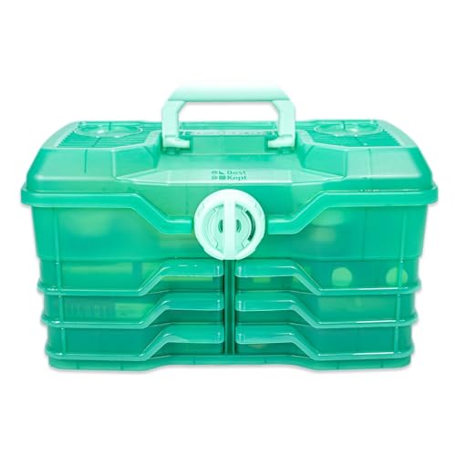Best Kept Portable Cosmetic Organizer with Compartments | Makeup Organizer Box For Vanity | Skin Care | Jewelry | Cosmetic Train Case | Hair & Grooming Storage Case | Green translucent - color: Green Translucent
