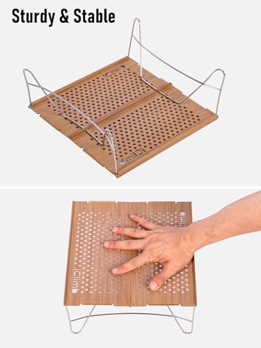 iClimb Mini Solo Folding Table Ultralight Compact for Backpacking Camping Hiking Beach Picnic (Nature - Mini) - color: Nature, size: Mini