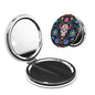 Mexican Sugar Skulls Flowers Print Foldable Travel Pocket Mirror Round PU Leather Portable Mini Makeup Double Sided Handheld Magnifying,2.6 in - color: Mexican Sugar Skulls Flowers