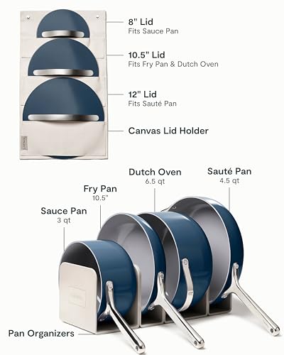 Caraway Non-stick Ceramic Cookware Set (12 Piece) Pots, Pans, Lids and Kitchen Storage - PFAS & PFOA Free - Oven Safe Pan Set & Compatible with All Stovetops - Navy - size: 12pc Set