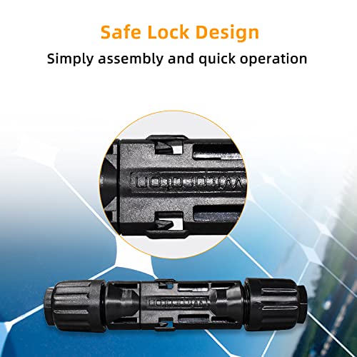 10AWG Solar Panel Connectors IP68 Waterproof 1500V 50A Solid Tinned Copper Terminal Black 5 Pairs for Solar PV Cable(6mm²) - size: 6mm2 (10AWG)