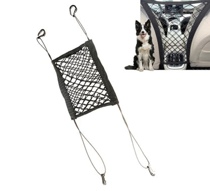 Dog Car Barrier Net - 4-Sides Elastic Mesh Divider, Driving Safety, Storage-Friendly, Compact Foldaway（Updated Dimensional Information）