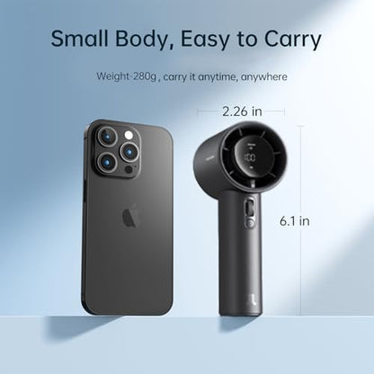 JISULIFE Portable Fan Pro 2026, 40Hrs Max Cooling Personal Handheld Fan with LED Display,Metal Shell,9600RPM Powerful,5000mAh battery,Travel Essentials Gifts for Women, Men-Dark Gray - color: Dark Gray