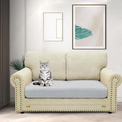 ZNSAYOTX Stretch Cushion Covers Sofa Loveseat Cushion Couch Seat Covers Slipcovers Soft Replacement Unique Pattern Furniture Protector with Elastic Bottom (Silvery Gray, 1 Pc 2-Seat Cushion Cover) - color: Silver Gray, size: 1 Cushion Loveseat